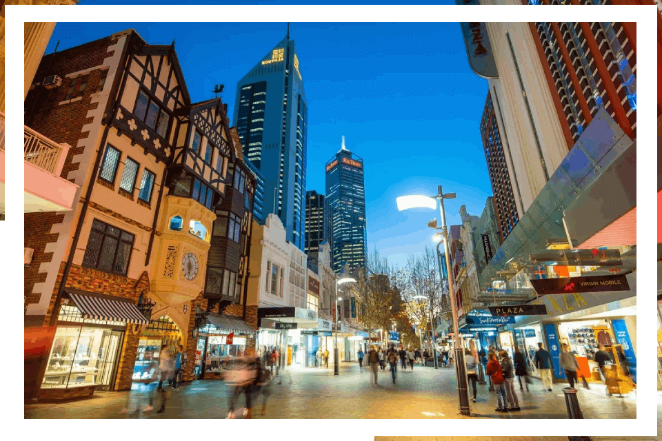 Night scene of Perth city street.