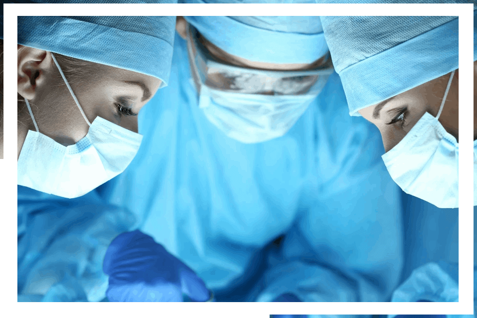 Surgical team performing operation.